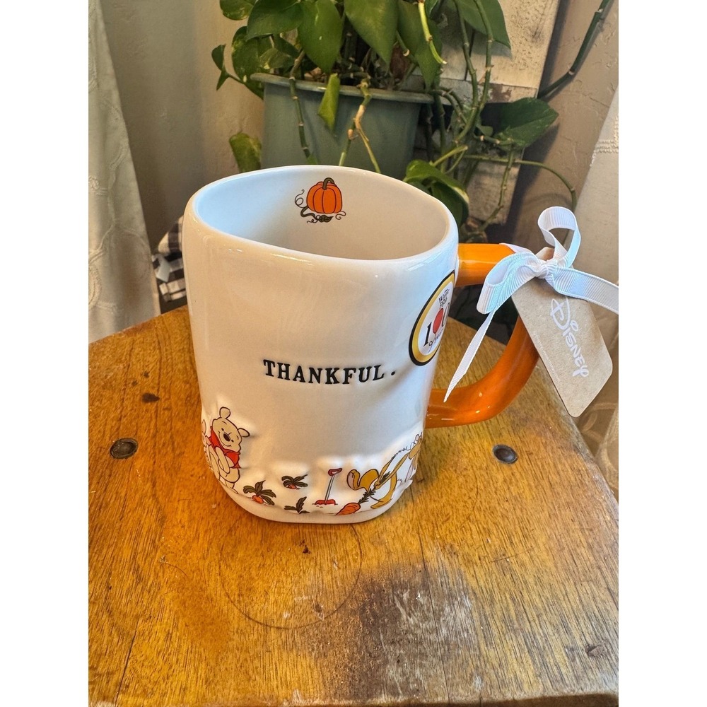 Rae Dunn THANKFUL mug Winnie the Pooh & Piglet & Rabbit Autumn pumpkin